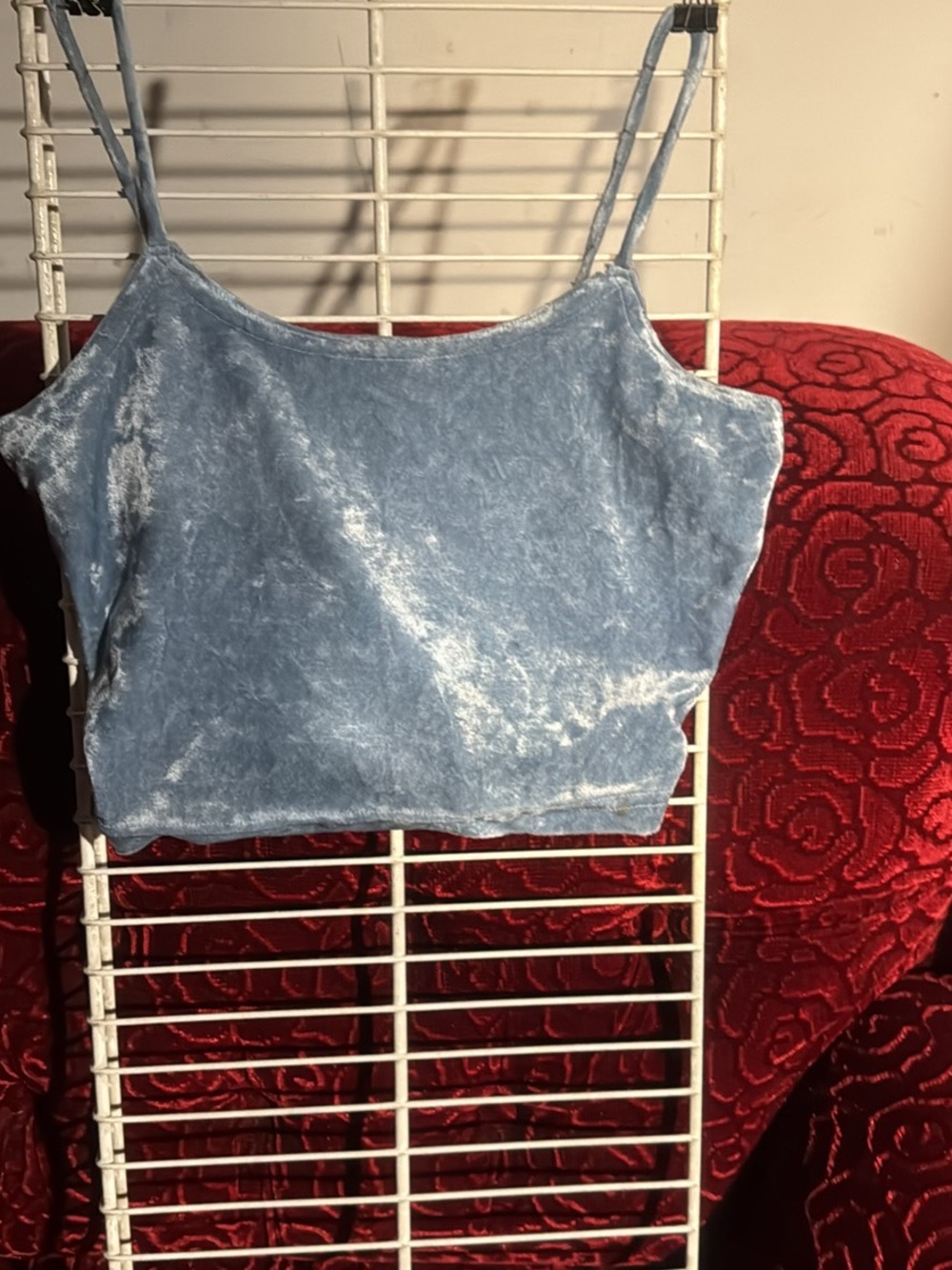 Joules Pale Blue Velvet Cropped Camisole